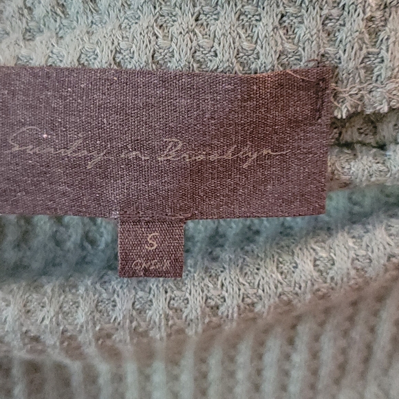 Anthropologie Sunday In Brooklyn Seafoam Waffle Knit Long Sleeve Top - Picture 3 of 4